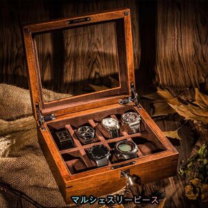 白ろう木 時計ケース 8本 木製 引き出し付き 腕時計収納 コレクションケース ジュエリー 透明窓付き ウォッチボックス アクセサリー保管