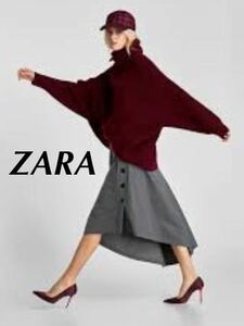 ZARA チェック　ロングスカート　ボタン付きアシンメトリースカート ロングスカート グレンチェック S ロングスカート　1961