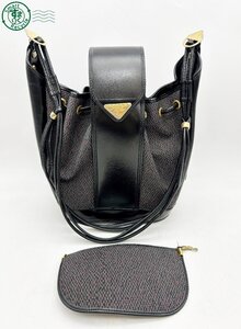 BB0604264　□Yves Saint Laurent イヴサンローラン ショルダーバッグ 巾着 中古品 レディース レザー ポーチ付き ブランド ブラック系