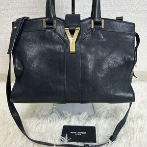 極美品 1円～　YSL YvesSaintLaurent イヴサンローラン Yライン カバスシック ミニ ハンドバッグ ショルダーバッグ バッグ レザー 黒 2WAY 