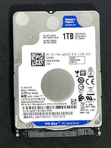 【送料無料】 ★ 1TB ★　WD Blue　/　WD10SPZX　【使用時間：5585 ｈ】　Western Digital Blue　良品　2.5インチ内蔵HDD/7mm SATA 