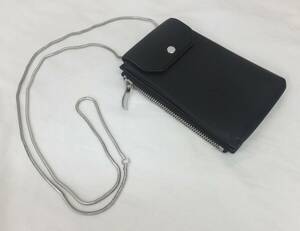 【中古品】★マルチケース ミニショルダーポーチ スマホポーチ ななめ掛けシルバーチェーン