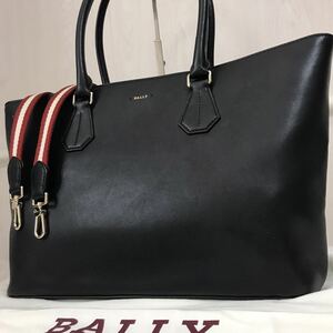 極美品／A4●バリー BALLY トートバッグ ショルダーバッグ メンズ ビジネス 大容量 2way トレインスポッティング レザー 本革 黒 ブラック 