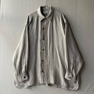 90s claiborne オーバーサイズ リネン シャツ / XL ループ留め USA ビンテージ T4-08155-1649