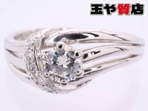 リング 16.5号 ダイヤ0.20ct+0.05ct デザイン pt900 プラチナ 新品同様