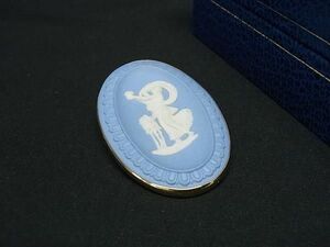 ■極美品■ WEDGWOOD ウェッジウッド ジャスパー ピンブローチ ピンバッジ アクセサリー レディース ライトブルー系 DG5923