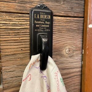 【vintage】towel hanger タオルハンガー メモ アドバタイジング antique 店舗什器 店舗ディスプレイ us 古道具 アンティーク ヴィンテージ