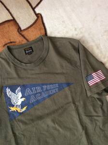 ◎　THE REAL McCOY´S　マッコイズ　AIR FORCE ACADEMY　Tシャツ　カーキ　サイズ40　中古　　　　　　　　送料370円～クリーニング済み