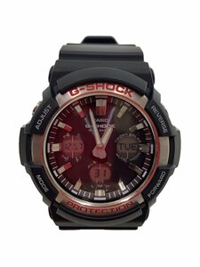 CASIO◆ソーラー腕時計・G-SHOCK/デジアナ/ラバー/BLK/BLK/SS/GAW-100//