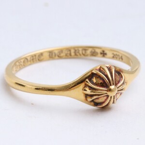 11号 CHROME HEARTS バブルガムリング クロスボール 22k ゴールド クロムハーツ 指輪 22金 bblgm mini half cross ball ring