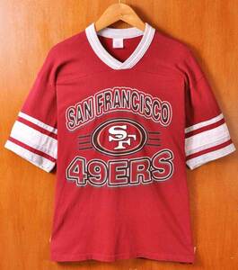 ヴィンテージ 80年代 USA製 NFL サンフランシスコ 49ers フットボールTシャツ 半袖Tシャツ ワインレッド メンズM相当(19100