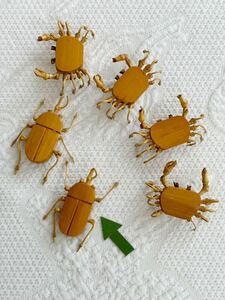 竹細工箸置き　カニ　カブトムシ　和風夏向き箸置き