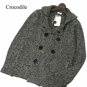 【新品 未使用】 Crocodile クロコダイル 秋冬 碇ボタン ウール100％★ ダブル ニット ジャケット コート Sz.M　メンズ　C4T00265_1#N