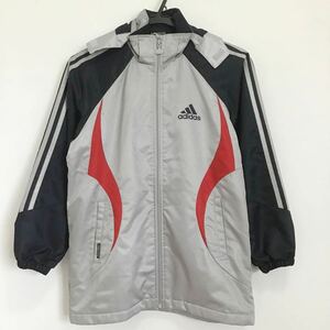 adidas ★アディダス★ジャンパー・コート★シルバー×ブラック★裏ボア ★140サイズ★フード取り外し可能★ポケット2ヶ所