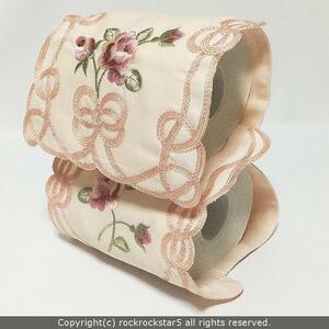 ペーパーホルダーカバー 薔薇 ローズ 刺繍　レース ポリエステル100％ トイレ用品 ロイヤルアーデン 77390 新品