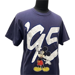 USA古着 90s ミッキーマウス Tシャツ 紺 ネイビー / キャラクター Disney ディズニー 1995年 レトロ ヴィンテージ 90年代 両面プリント