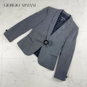 GIORGIO ARMANI ジョルジオアルマーニ テーラードジャケット デザインボタン 総裏 レディース ダークグレー サイズ42*JC1282