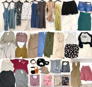 03w02361★1円～【タグ付き41点セット】レディース衣料＆小物等大量まとめ GRL/H&M/ZARA/KBF/axes femme/LOWRYS FARM/INGNI/GU/UNIQLO/他