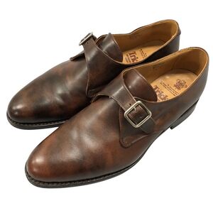 トリッカーズ レザーシューズ LEWISTON シングルモンク ミュージアムレザー ブラウン メンズ サイズ7.5 TRICKERS 約26.5cm【LA】【中古】