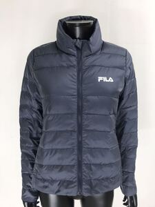 【USED】FILA フィラ ポリエステル フルジップ ハイネック 長袖 ダウン ジャケット ネイビー系 紺 レディース M ゴルフウェア