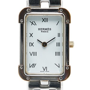 エルメス クロアジュール 腕時計 CR1.220 クオーツ ホワイト文字盤 ステンレススチール レディース HERMES 【中古】