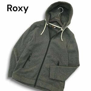 Roxy ロキシー 秋冬 裏起毛★ ダブルジップ ニット フリース パーカー Sz.L　メンズ グレー　A4T12334_B#N