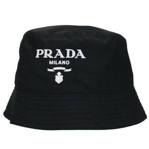 プラダ PRADA 2HC137 サイズ:L ロゴ刺繍ドリルバケットハット 中古 SS13