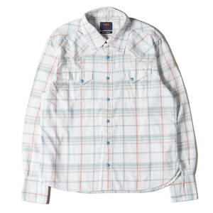 TMT ティーエムティー シャツ サイズ:L ウエスタン ツイル チェック 長袖シャツ THIN TWILL CLOTH CHECK SHIRTS ホワイト ブル