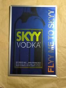 非売品 現状 スカイ ウォッカ パブミラー 壁掛け フレーム 鏡 ミラー 看板 SKYY VODKA pub mirror signboard