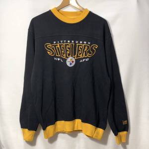 ■Lee SPORT NFL Pittsburgh Steelers スティーラーズ 刺繍 ロゴ スウェット トレーナー 黒 古着 アメフト ストリートサイズ M ■