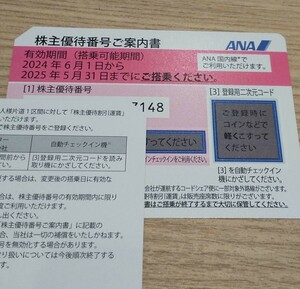 【送料無料】ANA 全日空 株主優待 １枚 ～2025/5/31 パスワード通知可