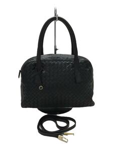 BOTTEGA VENETA◆ニミボストン/2WAY/ハンドバッグ/レザー/BLK/若干の角スレ有