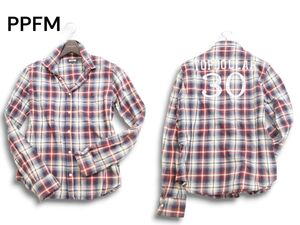 【00s★Y2K VINTAGE】PPFM ペイトンプレイス 秋冬 バック プリント★ 長袖 チェック ネル シャツ Sz.M　メンズ　C4T10427_B#B