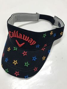 【USED】Callaway キャロウェイ 綿 サンバイザー ロゴ刺繍 星柄 ネイビー 紺 サイズ FR ゴルフウェア