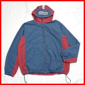 ★Supreme/シュプリーム 2トーン ジップアップジャケット M/メンズL相当/ダークネイビー×レッド/ナイロン100%/フーディ&1835400039