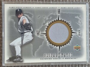 2001 Upper Deck #GS-KS KAZUHIRO SASAKI Global Swatch Grey Game-Used Jersey Seattle Mariners Yokohama Taiyo Whales