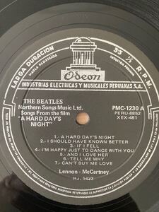 激レア！ペルー　mono初盤　”A HARD DAYS NIGHT” BEATLES オリジナル　UKマザー　LP レコード　ビートルズ