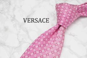 【美品】VERSACE ヴェルサーチ A-471 ピンク イタリア製 ブランド ネクタイ 良品 古着 卸 USED オールド SILK