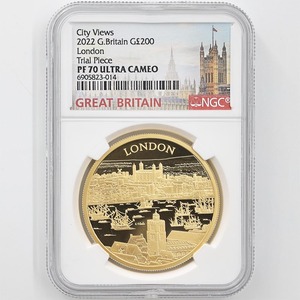 試鋳貨 2022 英国 エリザベス2世 都市景観 ロンドン 200ポンド 金貨 2オンス プルーフ NGC PF 70 UC 最高鑑定 元箱付 世界で1枚のみ