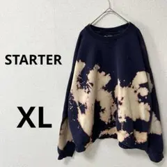 STARTER タイダイ柄 スウェット ネイビー　XL ブリーチ　裏起毛