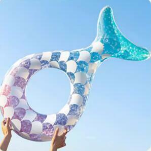 浮き輪 浮輪 うきわ 浮き具 子供用 大人用 フロート 水遊び用 家族 海 プール ビーチグッズ 遊具 夏休み 外径110cm 人魚のしっぽ