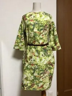 GLOBAL WORK 膝丈ベルト付き花柄ワンピース　M 美品