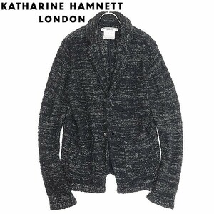 ◆KATHARINE HAMNETT LONDON キャサリン ハムネット ロンドン ニット カーディガン ジャケット ヘザーブラック LL