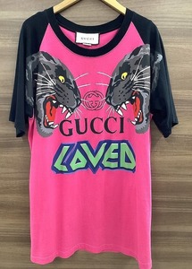 グッチ GUCCI LOVEDタイガープリントTシャツ 黒・ピンク 549099ーXJAI1