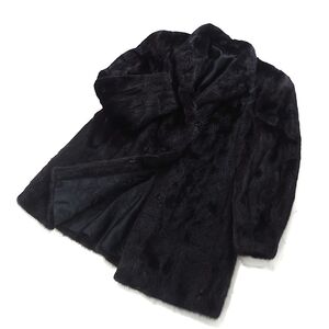 4-SKF745【美品】Black Jewel ダークミンク MINK ミンク ミンクファー 最高級毛皮 ハーフコート 毛質 艶や ダークブラウン F レディース