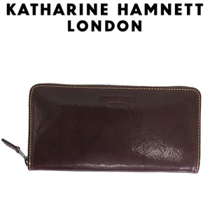 KATHARINE HAMNETT LONDON (キャサリンハムネット ロンドン) 490-58204 LINEMAN2 ラウンドファスナー ロングウォレット 全3色 24チョコ