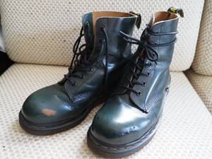 ★英国製 Dr.Martens ドクターマーチン スチールトゥ 7ホール ブーツ UK7★グリーン★イングランド製★MADE IN ENGLAND★レースアップ★