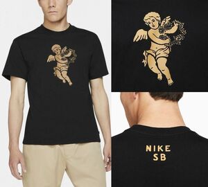 XL NIKE SB グラフィック Tシャツ 検 ビッグプリント バルセロナ 天使 エンジェル ケルビム 智天使 半袖 黒/ブラック 金/ゴールド