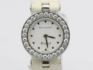 【 ブルガリ BVLGARI 】BZ22S ビーゼロワン 純正ダイヤベゼル SS/革 クォーツ 白文字盤 レディース 箱 □新着 02363-0