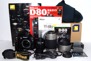 ◆初心者入門＆付属品多数 Nikon ニコン D80 純正＆超望遠Ｗズームレンズセット